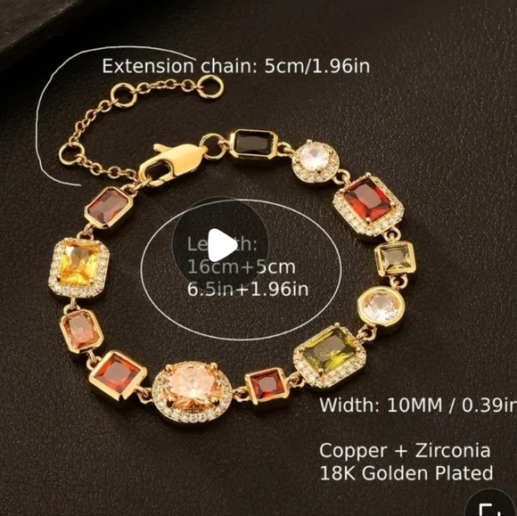 NWT Colorful CZ Bracelet, Colorful Synthetic Gemstone Chain Bracelet - Picture 7 of 7